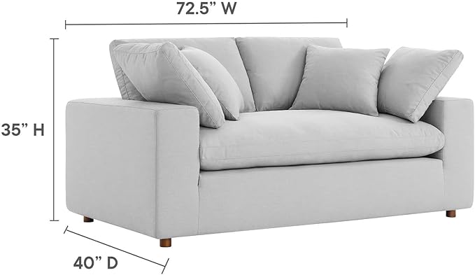 Modway EEI-4859-LGR Commix Down Filled Overstuffed Loveseat, Light Gray