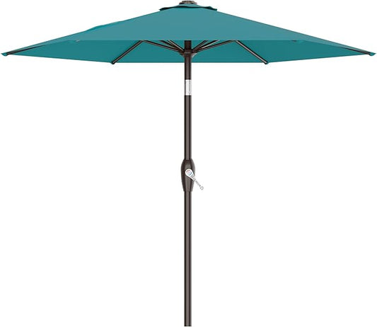 AreShark 7.5FT Patio Umbrella Table Market Umbrella w/Tilt and Crank, Heavy-Duty Outdoor Umbrellas for Pool, Deck, Garden and Backyard, Cerulean