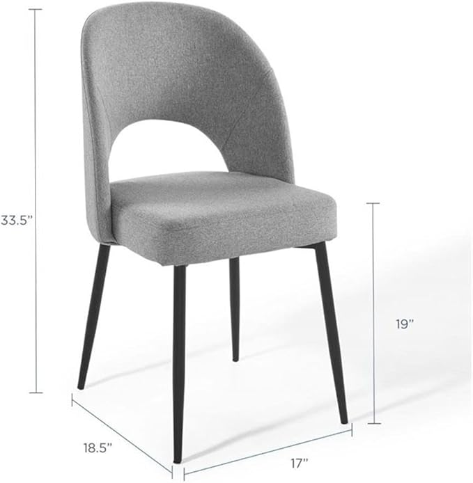 Modway Rouse Upholstered Fabric Dining Side Chair, Black Light Gray