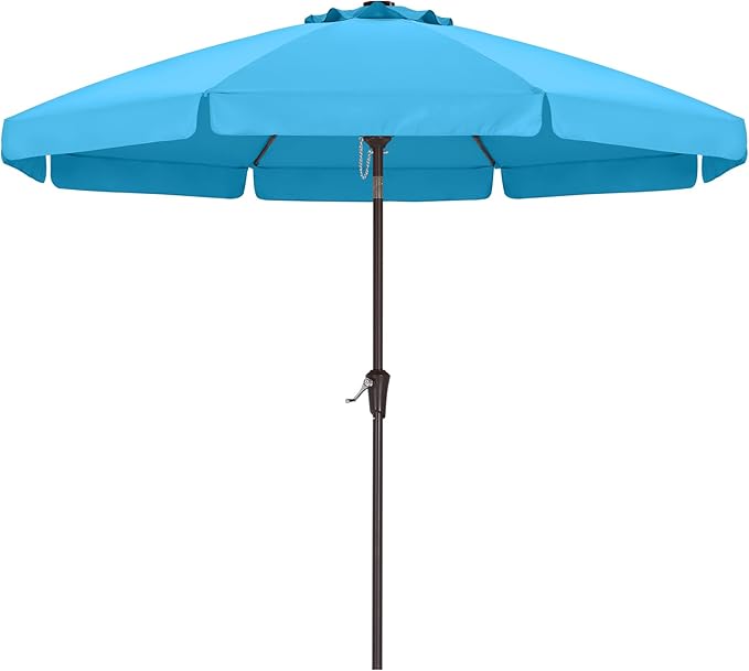 ABCCANOPY 10ft Scalloped Patio Umbrella, Outdoor Table Umbrella with Tilt and Crank, Fiberglass Ribs Deck Umbrella for Patio, Pool, Garden, Picnic (Turquoise)