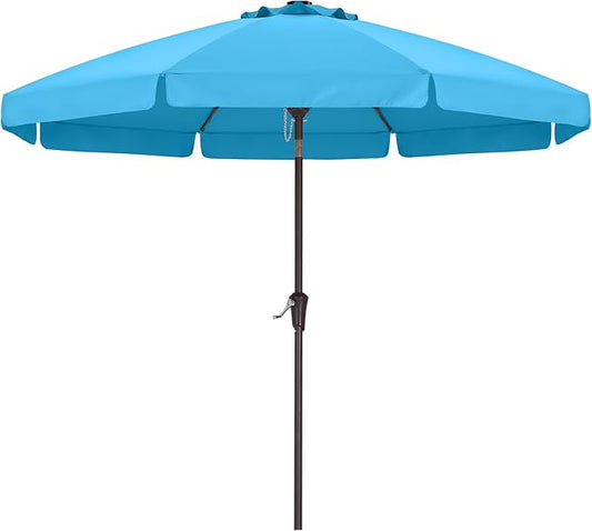 ABCCANOPY 10ft Scalloped Patio Umbrella, Outdoor Table Umbrella with Tilt and Crank, Fiberglass Ribs Deck Umbrella for Patio, Pool, Garden, Picnic (Turquoise)