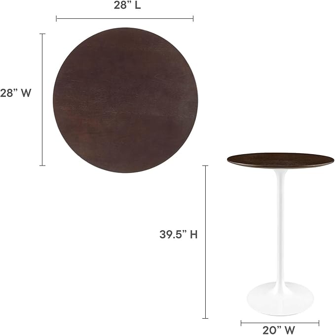 Modway Lippa Round 28" Wood Grain Mid-Century Modern Bar Table in [Color]