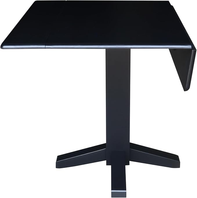 Solid Wood 36" Square Dual Drop Leaf Dining Table, Black