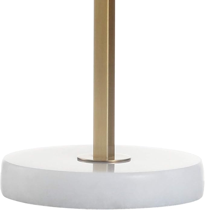 JONATHAN Y 24.5" Brass Gold/White Marble Modern Table Lamp for Bedroom, Linear Desk Lamp for Living Room Office, White Linen Drum Shade, Pull Chain, LED Bulb Included JYL1043A