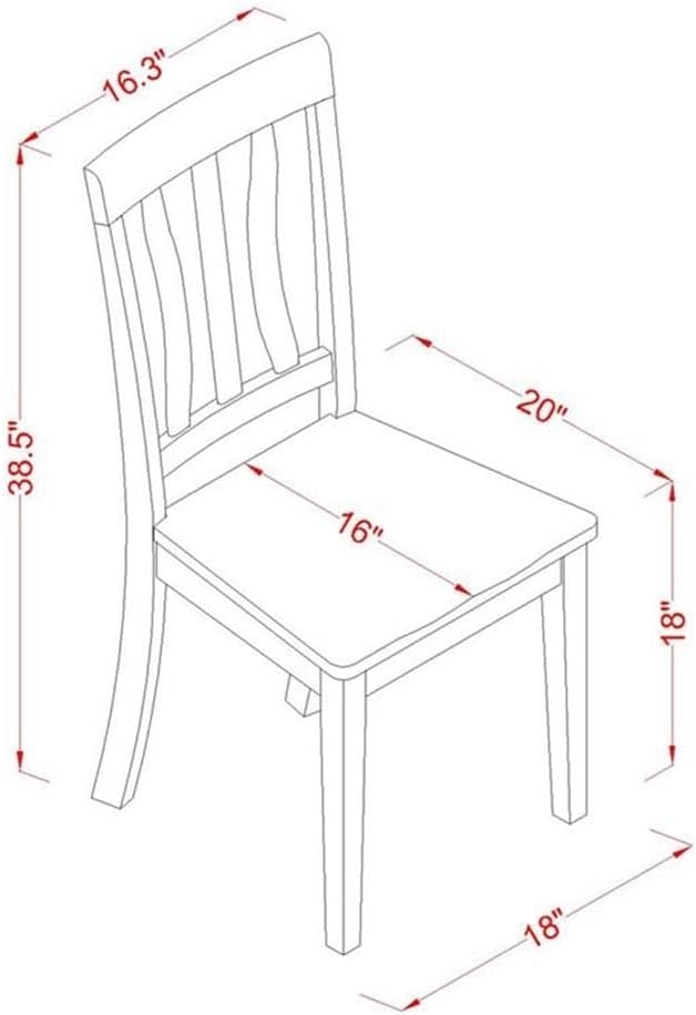 East West Furniture ANC-BLK-W Antique Kitchen Dining Chairs - Slat Back Wooden Seat Chairs, Set of 2, Black & Cherry