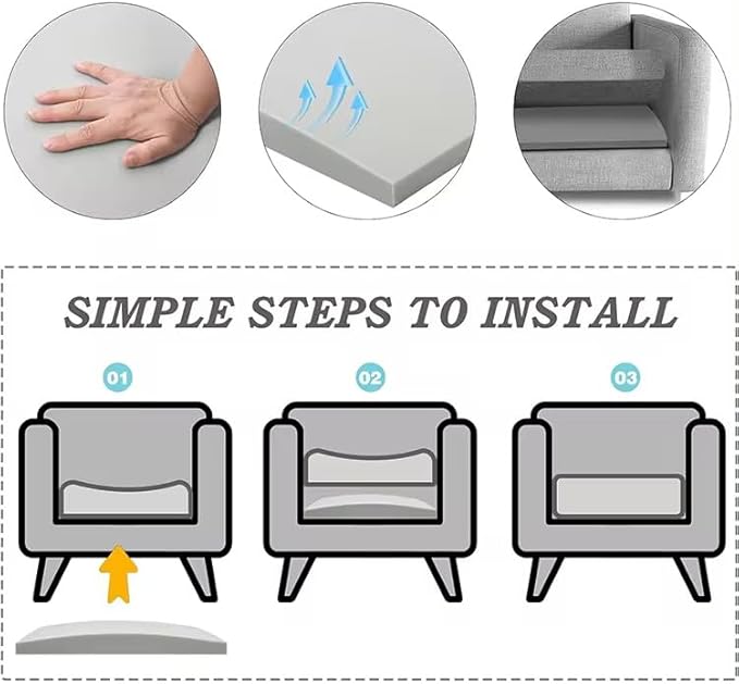 AK TRADING CO. Furniture Seat Support - High-Density (1.8 Density 44-ILD) - White Foam Couch Sofa Cushion Support Cushion Sag Repair Replacement for Sofa Couch Loveseat Chair (24" x 24" (3Pack))
