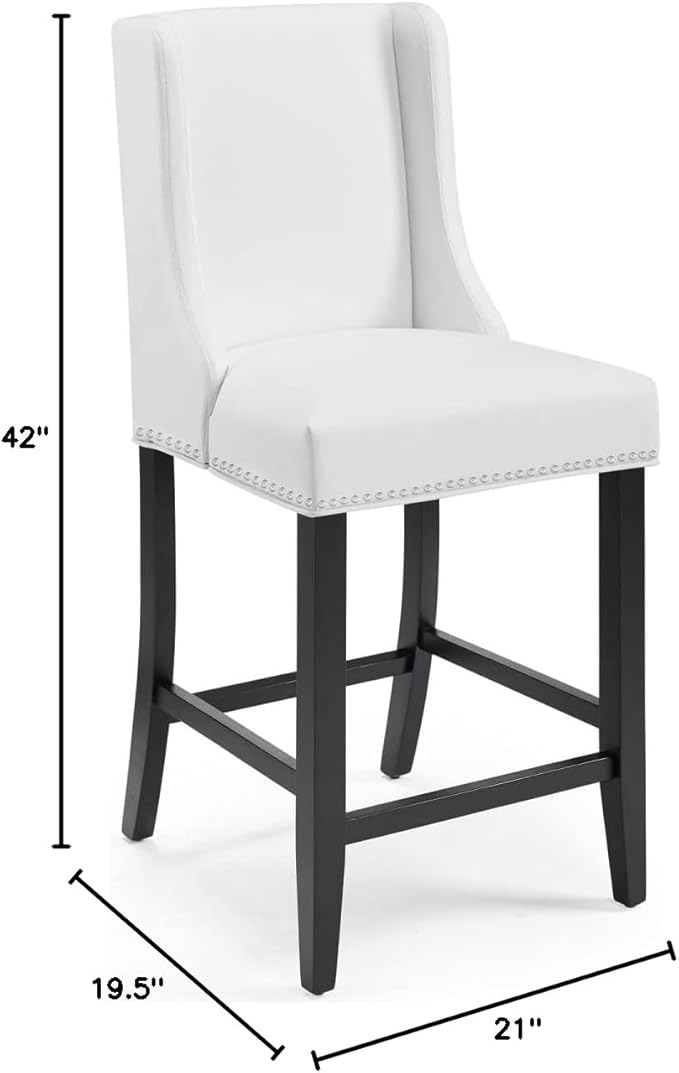 Modway Baron Faux Leather Upholstered Dining Counter-Height Bar Stool in White