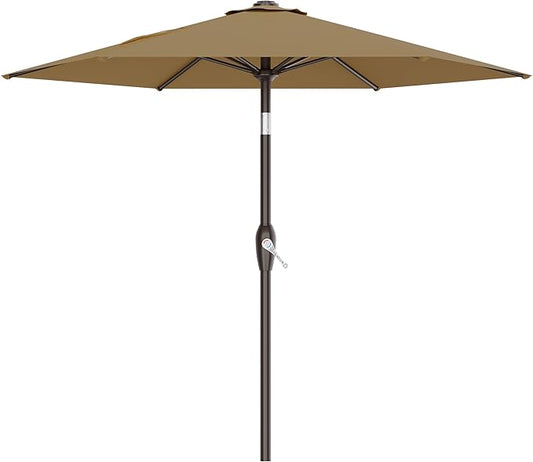 AreShark 7.5FT Patio Umbrella Table Market Umbrella w/Tilt and Crank, Heavy-Duty Outdoor Umbrellas for Pool, Deck, Garden and Backyard, Khaki