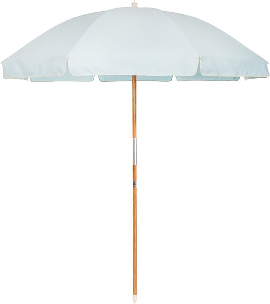 Business & Pleasure Co. Rio Umbrella Scalloped Brim For Beach, Patio or Picnic - 6' Boho Beach Umbrella, 7' Tall Wood Pole, UPF 50+