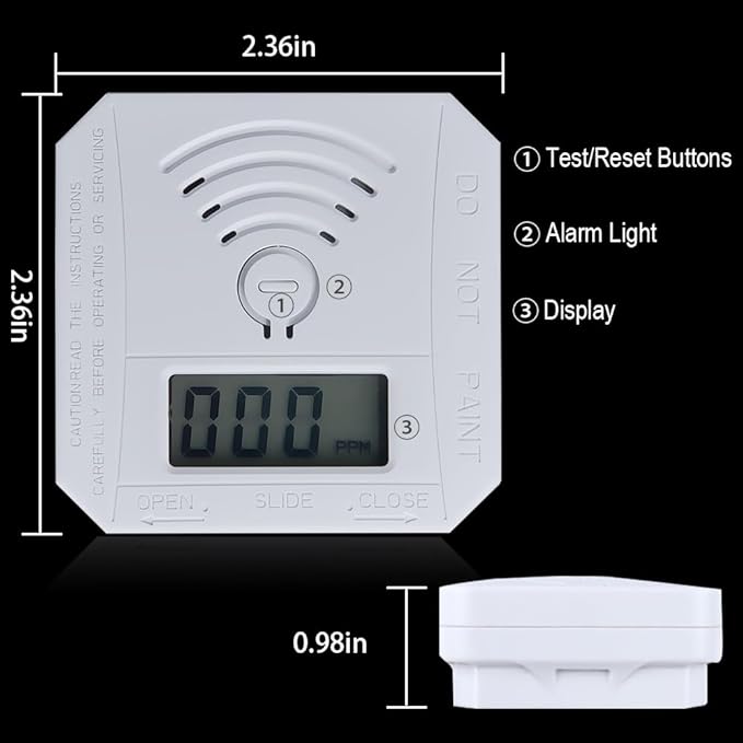 Carbon Monoxide Detector,Portable Smart CO Alarm with LCD Display and Sound Warning,CO Monitor Alarm Detector for Home、RV,Battery Powered