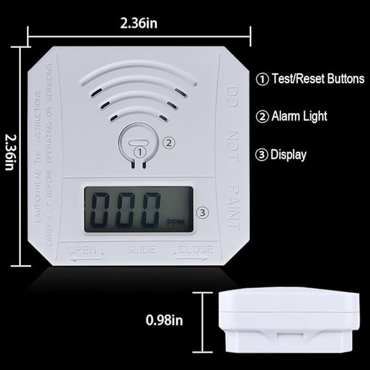 Carbon Monoxide Detector,Portable Smart CO Alarm with LCD Display and Sound Warning,CO Monitor Alarm Detector for Home、RV,Battery Powered