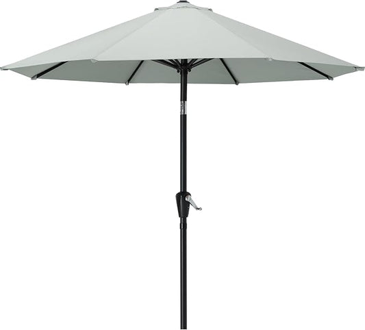MASTERCANOPY 10FT Patio Umbrella with Push Button Tilt and Crank, Outdoor Market Umbrella with 8 Sturdy Ribs, UV Protection & Waterproof for Garden, Deck, Backyard, Pool (Light Gray)