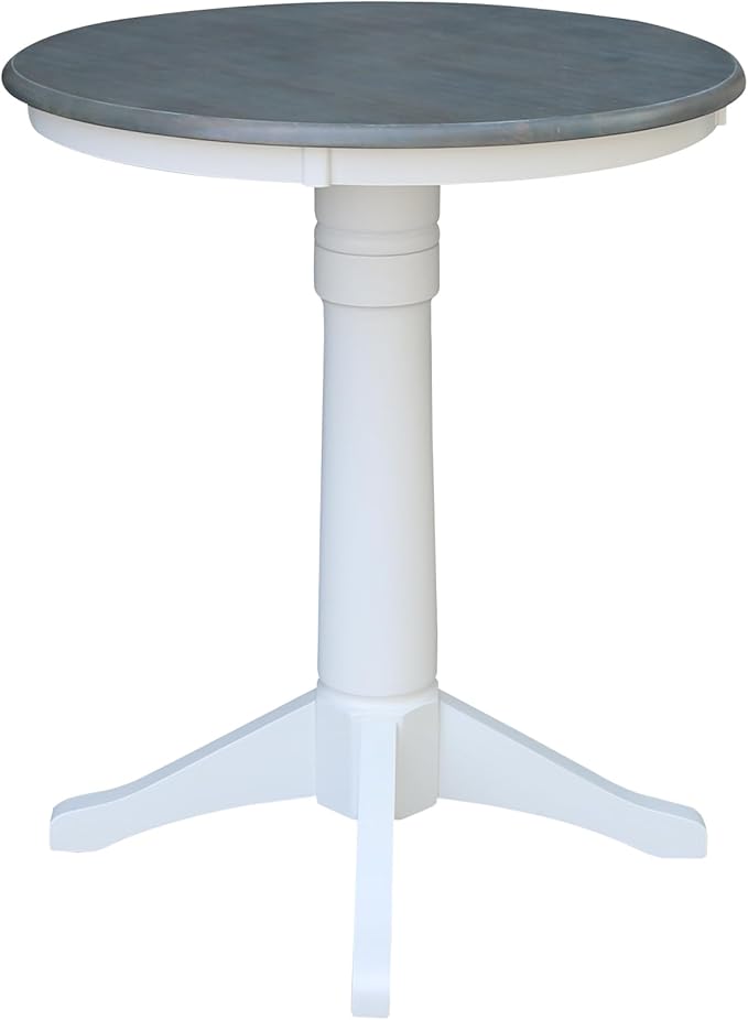 IC INTERNATIONAL CONCEPTS 30" Round Solid Wood Gray Table-Counter Height