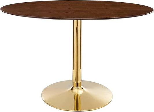 Modway Verne Oval Wood Grain 48" Dining Table in Gold Walnut