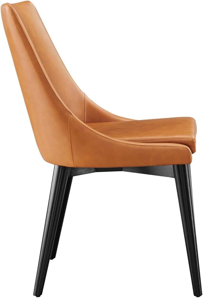 Modway Viscount Mid-Century Modern Faux Leather Upholstered, Dining Chair, Tan