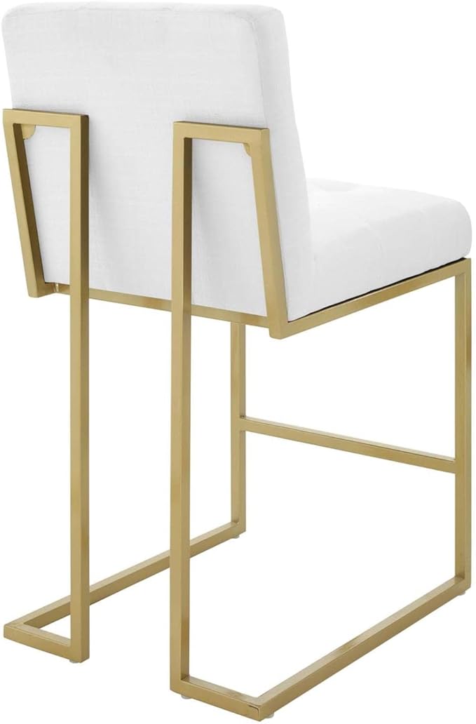 Modway EEI-3852 Privy Stainless Steel Upholstered Fabric Counter Stool, Gold White