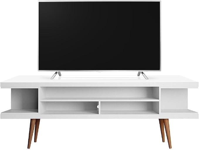 Manhattan Comfort Utopia 70.47" Freestanding Entertainment Center for Living Room, Mid Century Modern TV Stand with Shelves, Storage and Media Holes, Fits 65" Screens, White