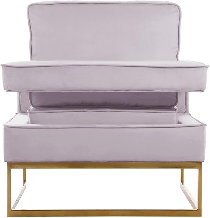 Meridian Furniture Modern | Contemporary Pink Velvet Upholstered Accent Chair with Stainless Steel Base in a Rich Gold Finish, 33.5" W x 29.5" D x 35.5" H,
