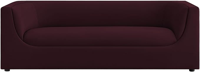 Modway Hilda 86 Inch Modern Curved Back Performance Velvet Sofa in Mulberry – Plush Upholstered 3-Seat Couch for Living Room, Apartment, Office