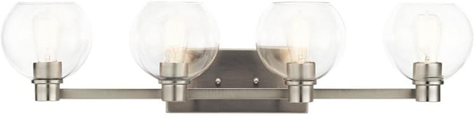 Kichler Harmony 33.5" Vanity Light in Brushed Nickel, 3-Light Traditional Bathroom Vanity with Clear Glass, (33.5" W x 8.25" H), 45895NI
