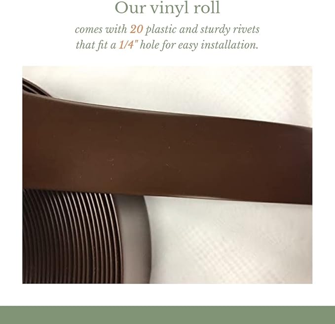 Patio Vinyl Strap Roll, Perfect for Patio Furniture, Pool, Lawn, Garden, Make Your Own Replacement Straps, 20 Free Fasteners, 2" Wide x 20' Length, Dark Brown
