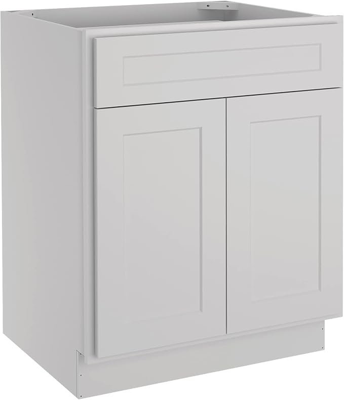 LOVMOR Kitchen Base Cabinets, Sideboard Storage Cabinet, Entryway Cabinet with 1-Drawer & Adjustable Shelf, 27" W X 24" D X 34-1/2"H (Light Gray)