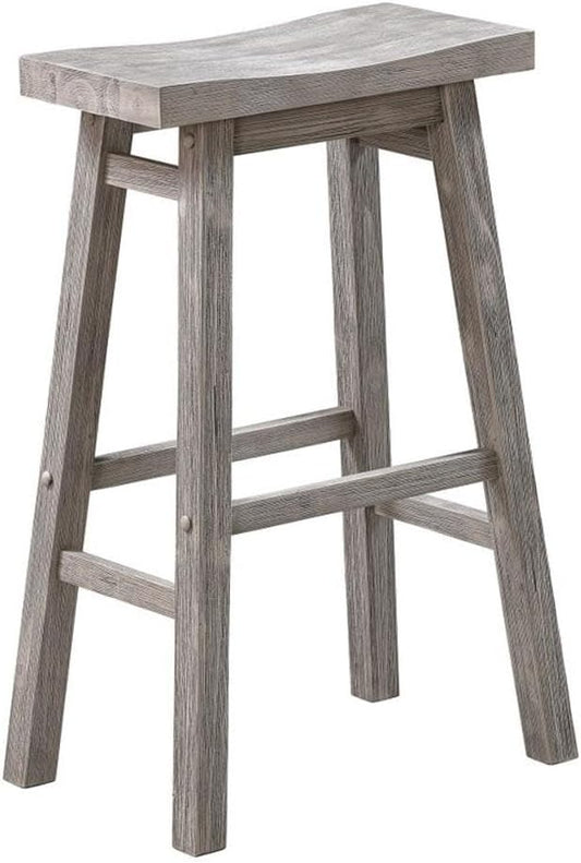 Boraam Sonoma Backless Saddle Kitchen Bar Stools - Storm Gray Wire-Brush - Set of 2