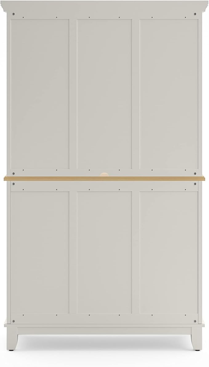 Homestyles Buffet of Buffets Off-White Server with Hutch and Natural Wood Top
