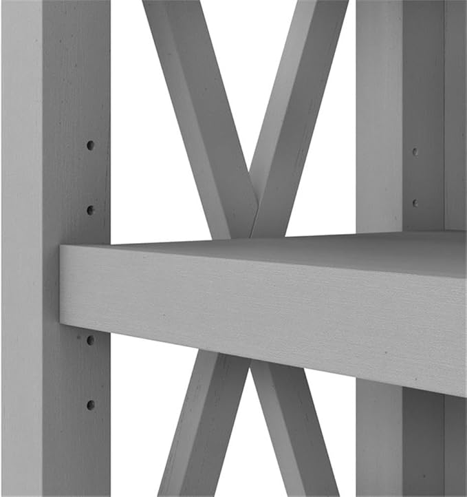 Bush Home Key West 5 Shelf Bookcase - Set of 2 | Tall Bookshelves in Cape Cod Gray | Sturdy Display Shelves for Library, Living Room, and Home Office