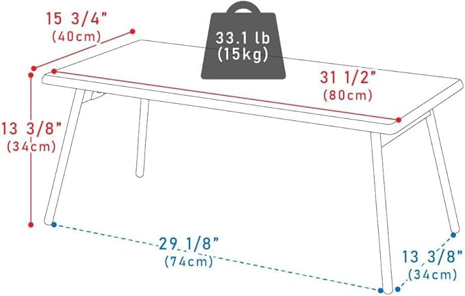 PaletteLife Folding Coffee Table, No Assembly, W31.5 x D15.8 x H13.4 in, Round Corner, for Dorm and Living Room, Portable and Space-Saving, Modern, Compact, Walnut Brown