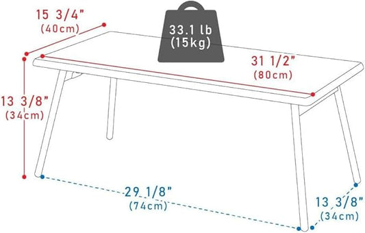 PaletteLife Folding Coffee Table, No Assembly, W31.5 x D15.8 x H13.4 in, Round Corner, for Dorm and Living Room, Portable and Space-Saving, Modern, Compact, Walnut Brown