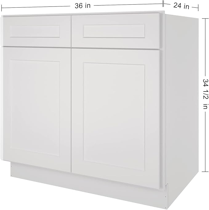 LOVMOR Kitchen Sink Base Cabinet, Unassembled Cabinet, Single Sink Storage Unit, Large Capacity, 24" D*36" W*34-1/2"H (Light Gray)
