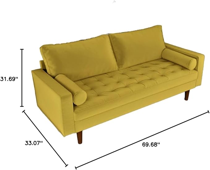 Container Furniture Direct Womble Modern Velvet Upholstered Living Room Diamond Tufted Chesterfield with Gleaming Nailheads, Loveseat, Sofa, Textured Gold