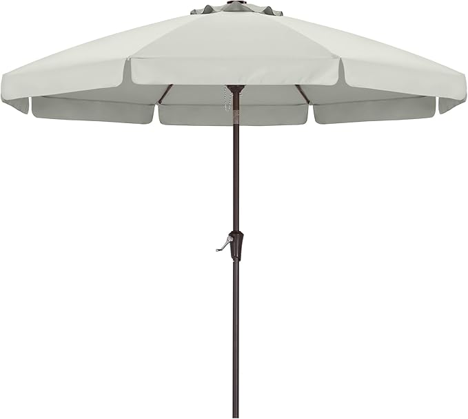 ABCCANOPY 9ft Scalloped Patio Umbrella, Outdoor Table Umbrella with Tilt and Crank, Fiberglass Ribs Deck Umbrella for Patio, Pool, Garden, Picnic (Light Beige)