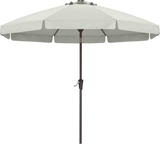ABCCANOPY 9ft Scalloped Patio Umbrella, Outdoor Table Umbrella with Tilt and Crank, Fiberglass Ribs Deck Umbrella for Patio, Pool, Garden, Picnic (Light Beige)