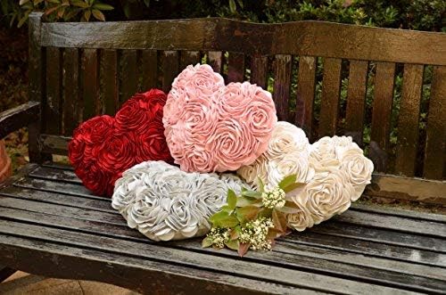 JWH Heart Flower Throw Pillow Covers Decorative Floral Shaped Accent Cushion Soft Pillowcase for Sofa Couch Living Room Bed Chair 14x16 Inches Gray