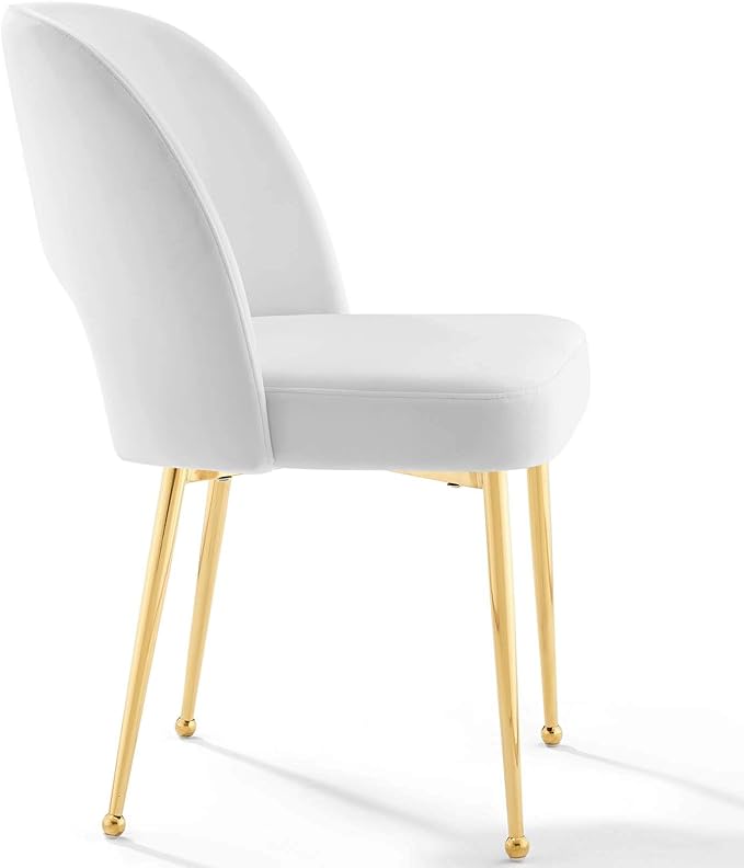 Modway Rouse Performance Velvet Dining Side Chair in White
