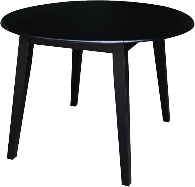 IC INTERNATIONAL CONCEPTS 42" Round Solid Wood Dual Drop Leaf Table in Black