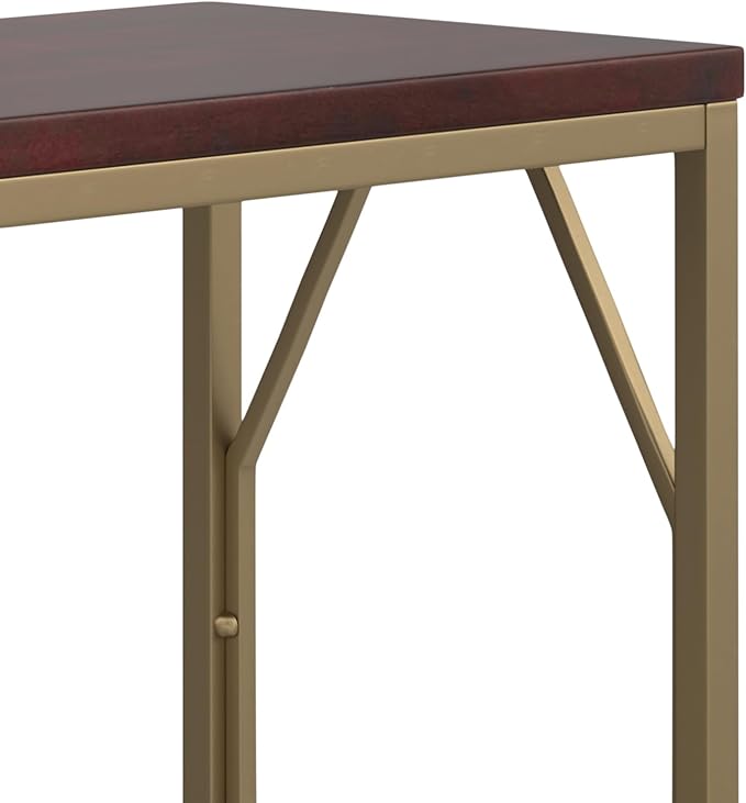 SIMPLIHOME Selma Contemporary 20 Inch Wide Metal and Wood Accent Side Table in Cognac, For the Living Room and Bedroom