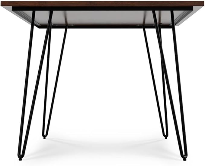 SIMPLIHOME Hunter Dining Table - 66 inch Wide Solid Mango Wood Table in Umber Brown, Modern Industrial Style for Dining Room or Kitchen with Black Powder-Coated Iron Legs and Hairpin Legs, Seats 6