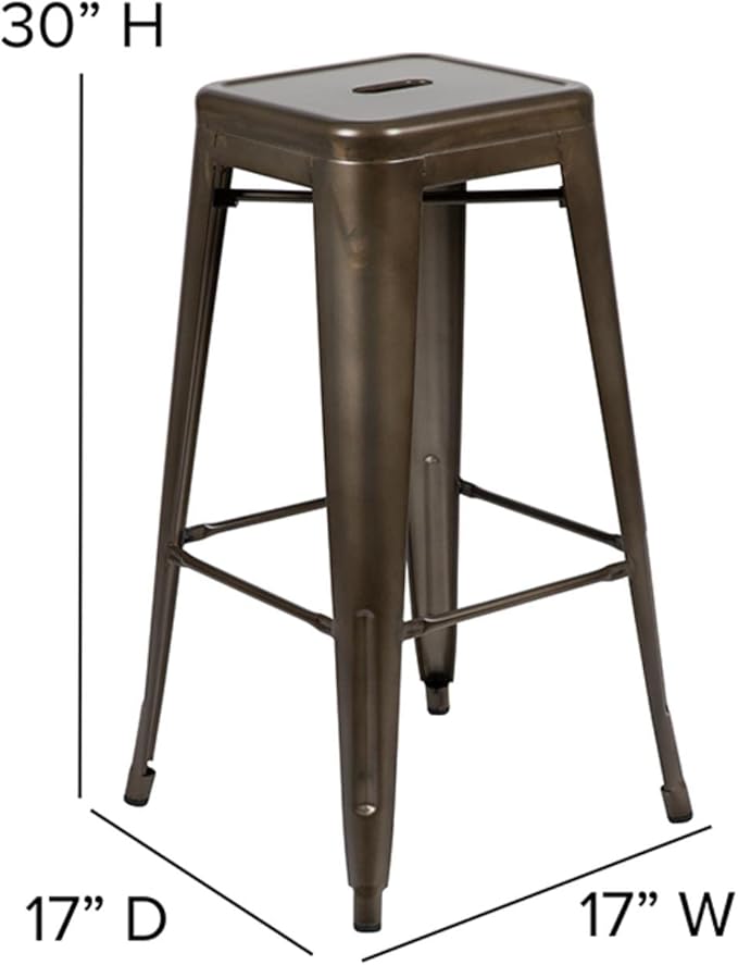 Flash Furniture Lily 30" High Metal Indoor Bar Stool in Gun Metal Gray - Stackable Set of 4