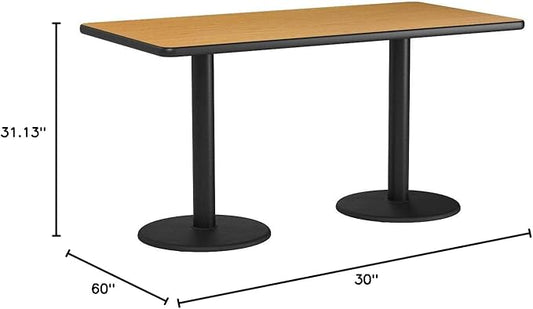 Flash Furniture 30'' x 60'' Rectangular Natural Laminate Table Top with 18'' Round Table Height Bases