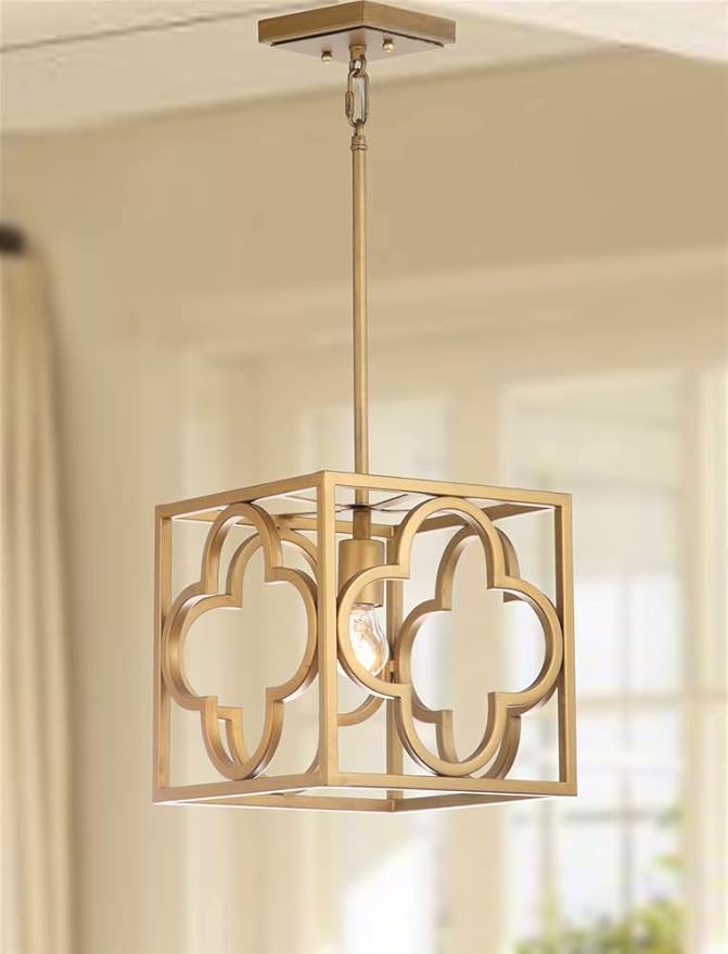 SAFAVIEH PND4017A Collection Rabia Trellis Pendant Light, Gold