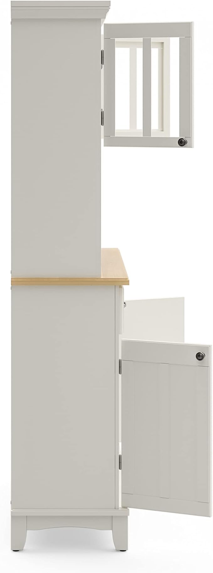 Homestyles Buffet of Buffets Off-White Server with Hutch and Natural Wood Top