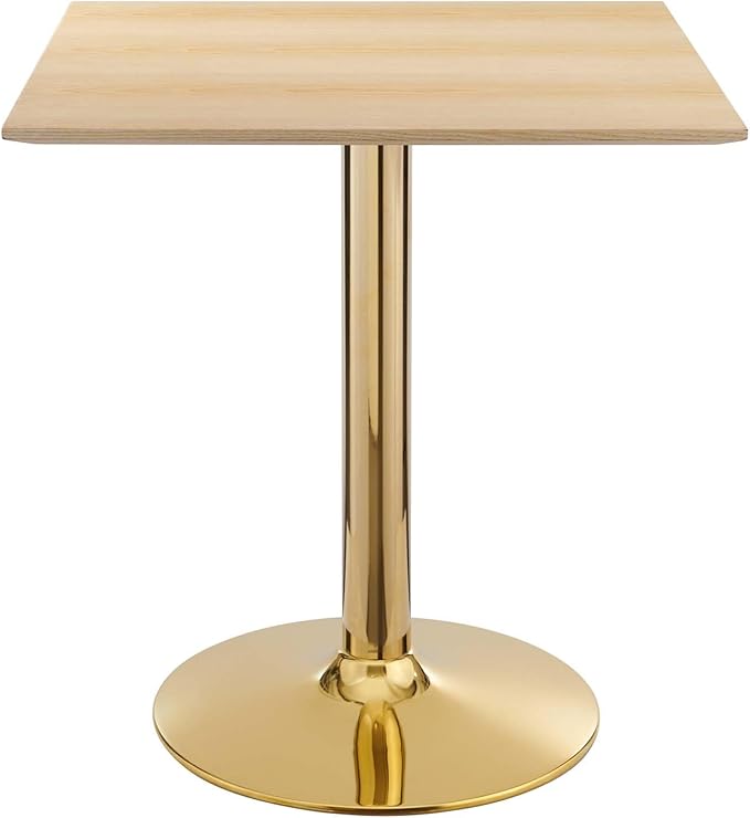 Modway Verne Square Wood Grain 28" Dining Table in Gold Natural