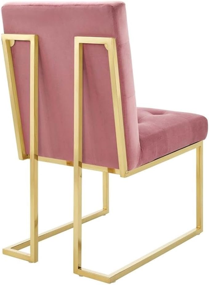 Modway Privy Performance Velvet Gold Stainless Steel Dining Chair in Gold Dusty Rose