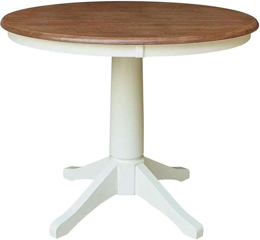 IC INTERNATIONAL CONCEPTS 36" Round Top Pedestal Dining Table with 2 Madrid Chairs - Multi-Color