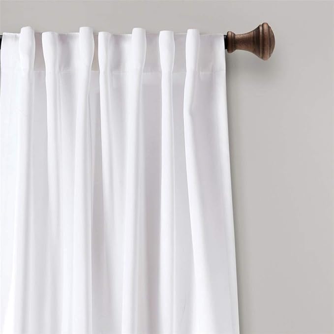 LUSH DÉCOR, 84” x 52”, Navy Lush Decor Zuri Flora Curtains Light Filtering Window Panel Set for Living, Dining, Bedroom (Pair)