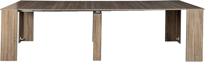 Ball & Cast Extendable Dining Table, 20"/118.5" Large Dining Room Table for 6-10 Person,Kitchen Table with Wood Legs, Space-Saving Folding Console Table,Brown