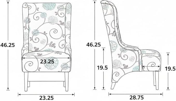 Christopher Knight Home Micua Luxury Upholstered Dining Chair with Floral Fabric Accent, Dining Room Chair with High Wingback, Comfy Living Room Chair and Birch Wood Legs, Extra Seating, Beige + Black